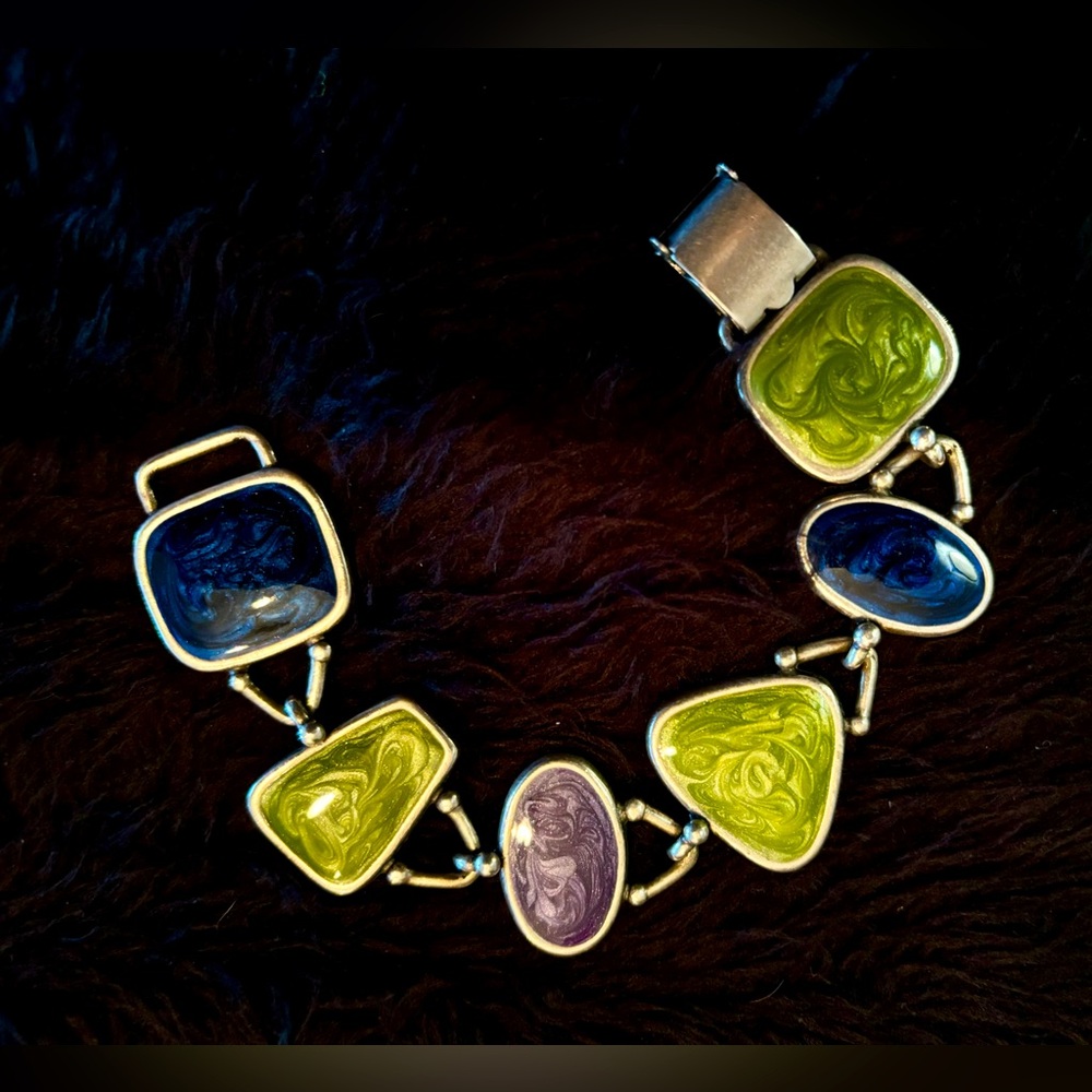 Silver and enamel bracelet